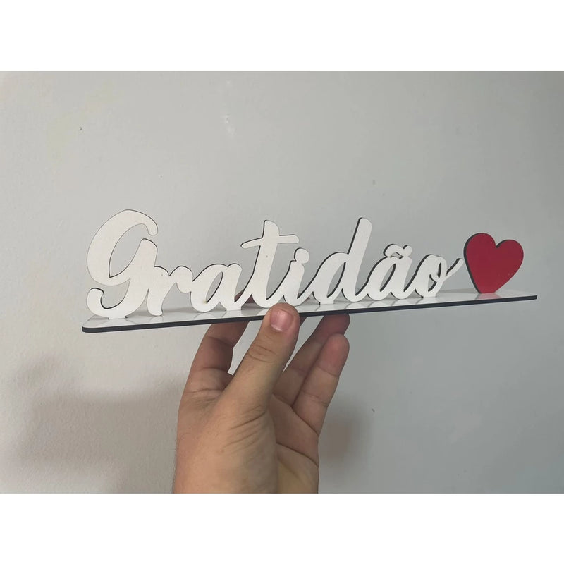 Palavras De Mesa Gratidão Com Base Em Mdf Preto Ou Branco Brilhante Decoração