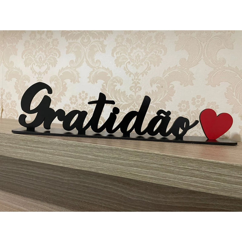 Palavras De Mesa Gratidão Com Base Em Mdf Preto Ou Branco Brilhante Decoração