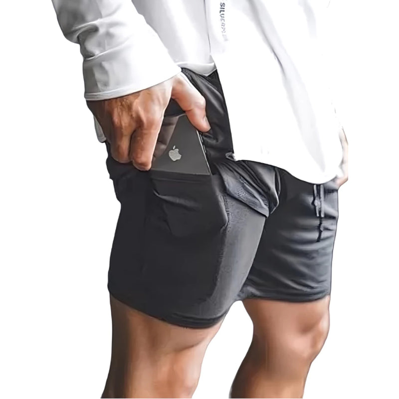 bermuda e shorts 2 em 1 academia e treino sport fit dry fit com elastano com proteçao uv alta qualidade