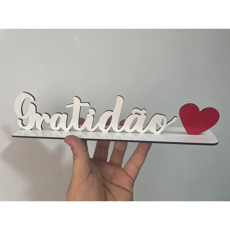 Palavras De Mesa Gratidão Com Base Em Mdf Preto Ou Branco Brilhante Decoração